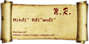 Mikó Rómeó névjegykártya
